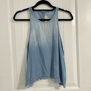 Cloth & Stone Embroidered Denim Tank